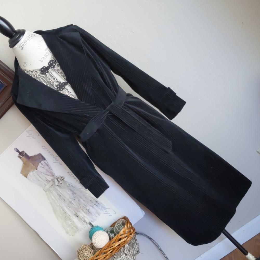 Velvet Pinstriped Dress Peacoat